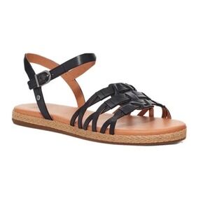 UGG Larissa Leather Woven Strappy Ankle Strap Espadrille Flats Sandals Women's 8